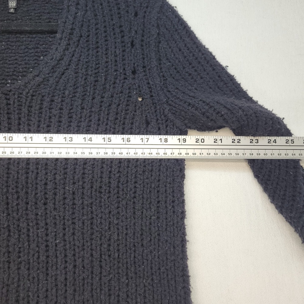 Rag & Bone Sweater Womens XXS Black 100% Merino Wool Chunky Knit V-Neck - Picture 6 of 9